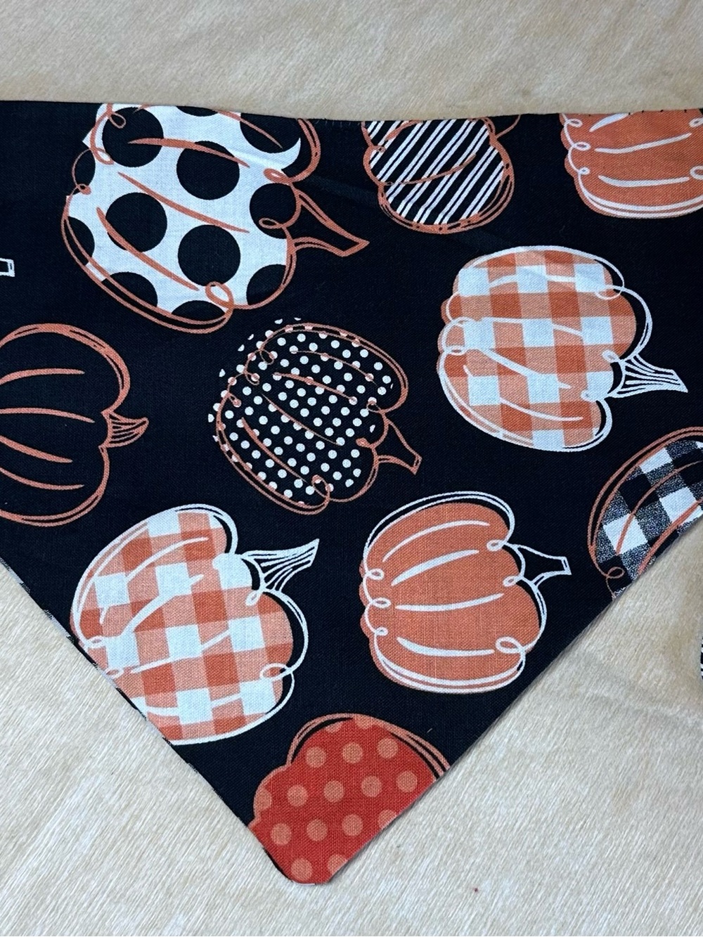 Pumpkin Print Dog Scarf - Fall Fabric -Size Small